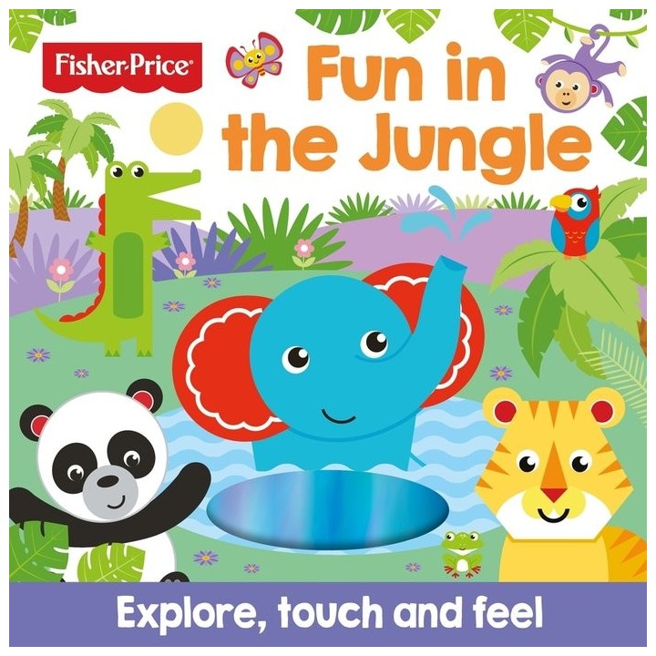FISHER PRICE FUN IN THE JUNGLE TOUCH AND FEEL INGLES