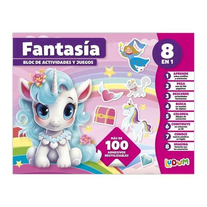 BLOC DE ACTIVIDADES Y JUEGOS BLOC 8 EN 1 FANTASIA