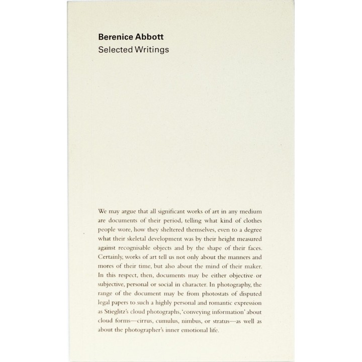 BERENICE ABBOTT SELECTED WRITINGS