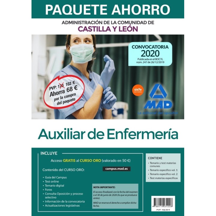 PAQUETE AHORRO AUXILIAR ENFERMERIA CASTILLA Y LEON 2019