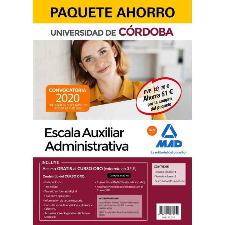 PAQUETE AHORRO ESCALA AUXILIAR ADMINISTRATIVA DE LA UNIVERSI