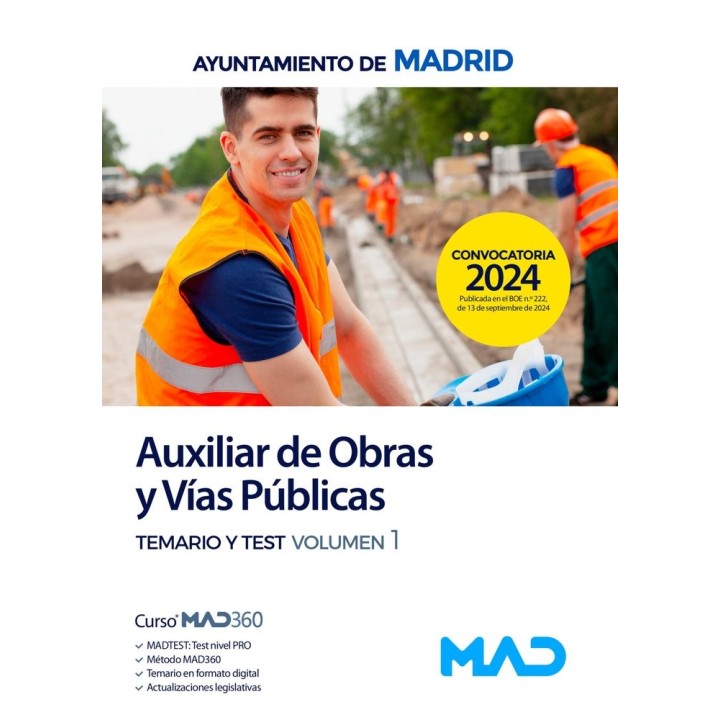 AUXILIAR DE OBRAS Y VIAS PUBLICAS TEMARIO VOL 1 Y TEST
