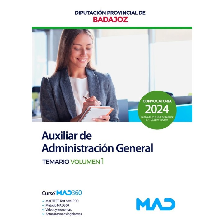 AUXILIAR ADMINISTRACION GENERAL TEMARIO 1 DIPUTACION BADAJO