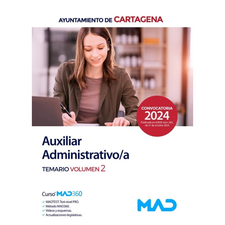 AUXILIAR ADMINISTRATIVO/A TEMARIO VOL 2 AYUNTAMIENTO CARTAG