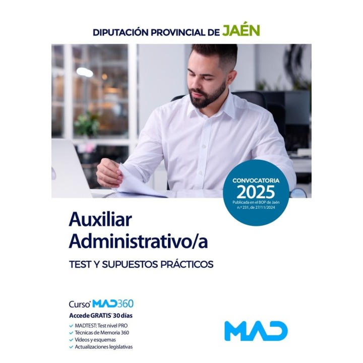 AUXILIAR ADMINISTRATIVO/A TEST Y SUPUESTOS PRACTICOS JAEN