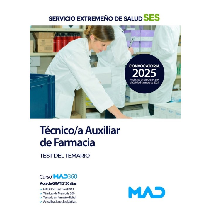 TECNICO/A AUXILIAR DE FARMACIA TEST SES 2025 EXTREMADURA