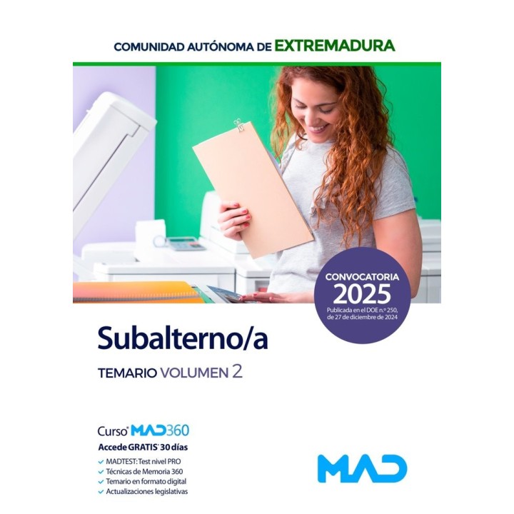 SUBALTERNO TEMARIO 2 COMUNIDAD AUTONOMA EXTREMADURA