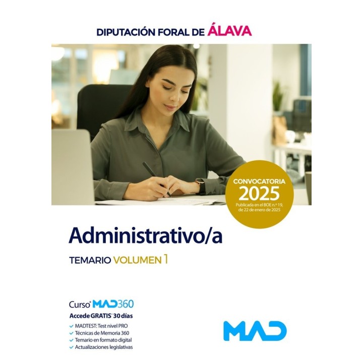 ADMINISTRATIVO/A TEMARIO VOLUMEN 1 DIPUTACION FORAL DE ALAV