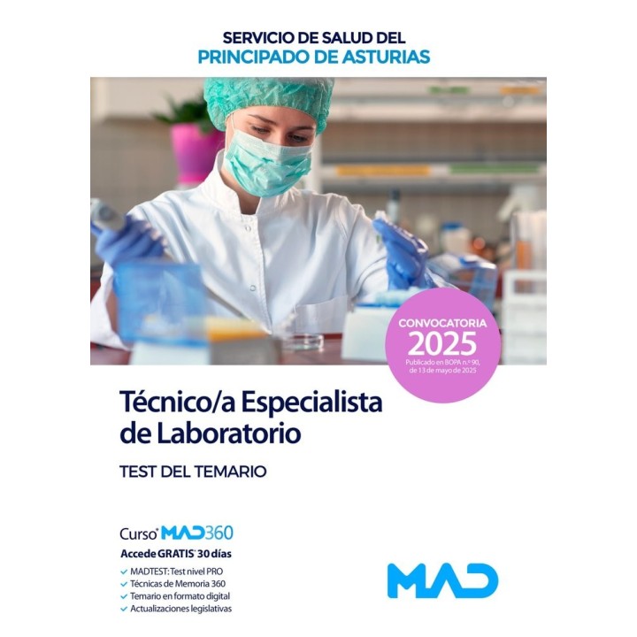 TECNICO/A ESPECIALISTA LABORATORIO TEST TEMARIO ASTURIAS