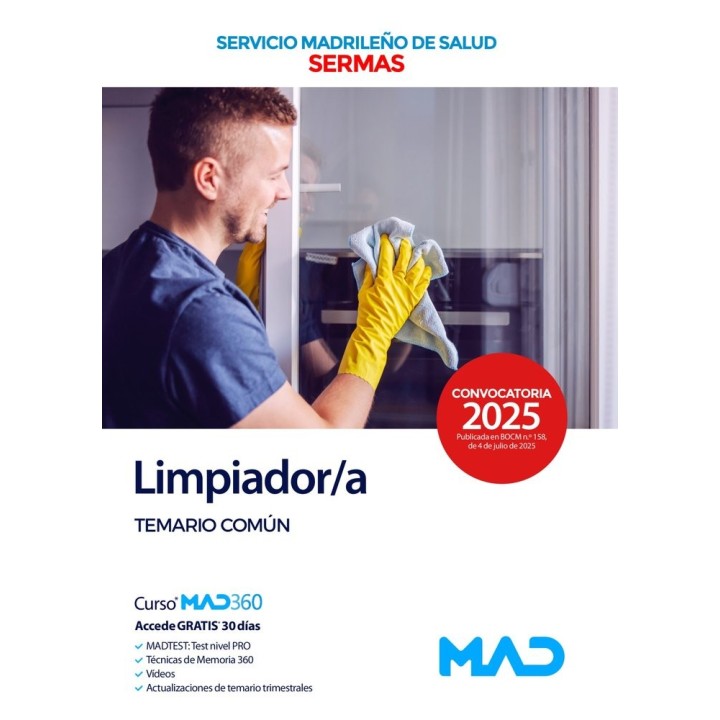 LIMPIADOR/A TEMARIO COMUN SERVICIO MADRILEÑO SALUD SERMAS