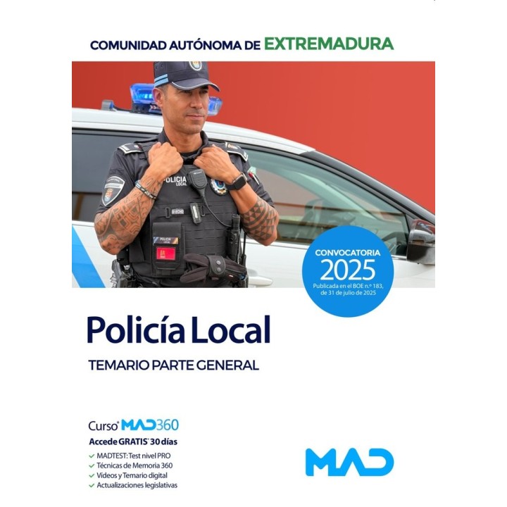 POLICIA LOCAL EXTREMADURA TEMARIO PARTE GENERAL AYUNTAMIENT