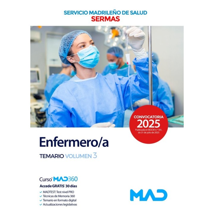ENFERMERO TEMARIO 3 SERVICIO MADRILEÑO SALUD SERMAS