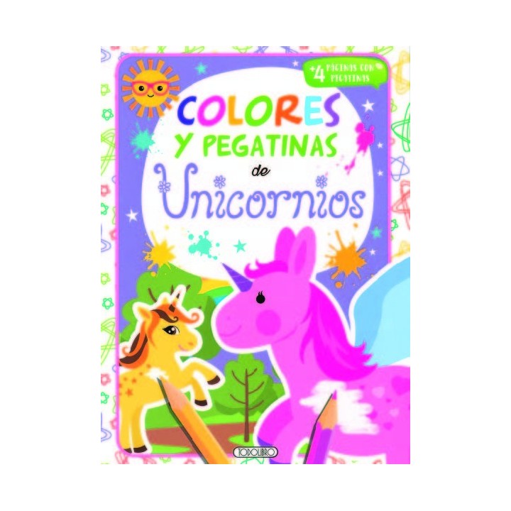 UNICORNIOS 4 COLORES Y PEGATINAS