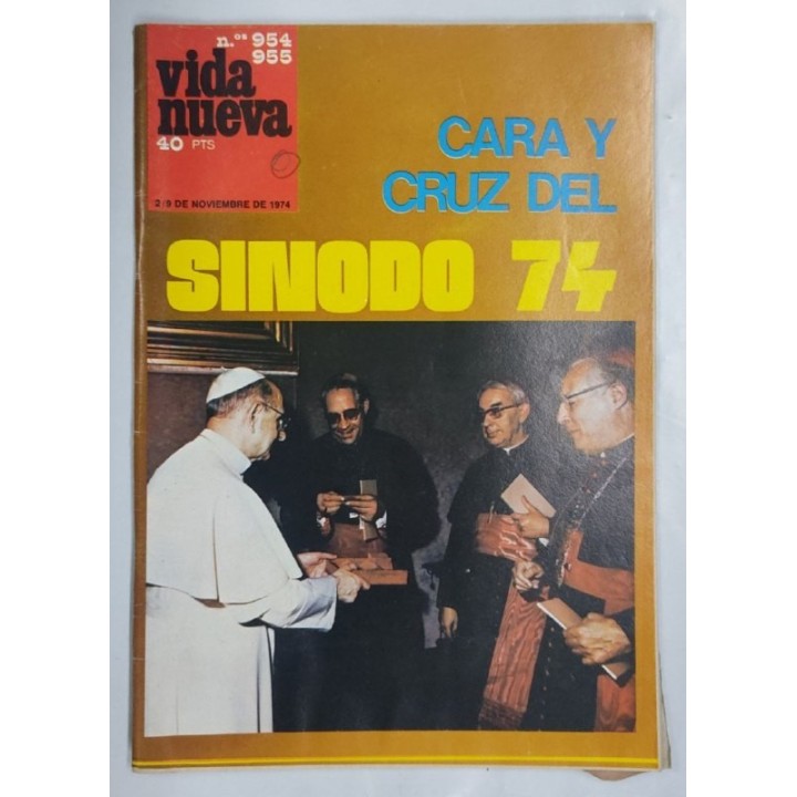 REVISTA VIDA NUEVA. NUMERO 954/955. 2-9 de Noviembre de 1974. Cara y cruz del sinodo 74