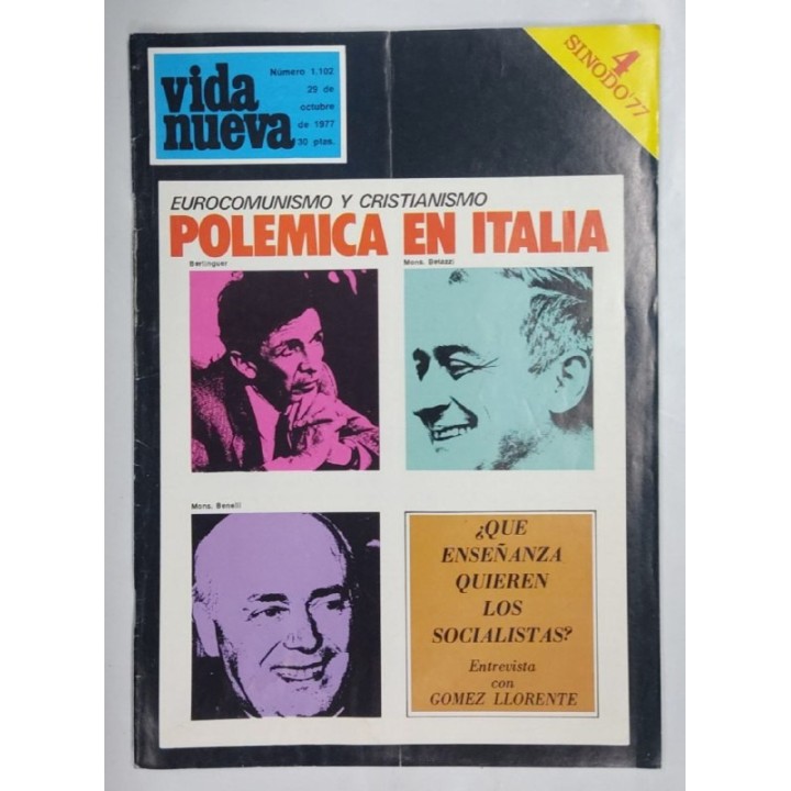 REVISTA VIDA NUEVA. NUMERO 1102. 29 de Octubre de 1977. Eurocomunismo y cristianismo. polemica en italia