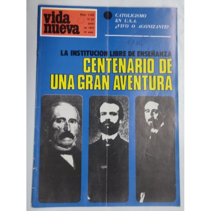 REVISTA VIDA NUEVA. NUMERO 1034. 12 de Junio de 1976. Centenario de una gran aventura