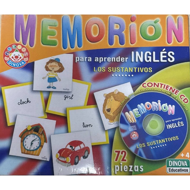 Juego MEMORION PARA APRENDER INGLES 72 FICHAS + CD. LOS SUSTANTIVOS.