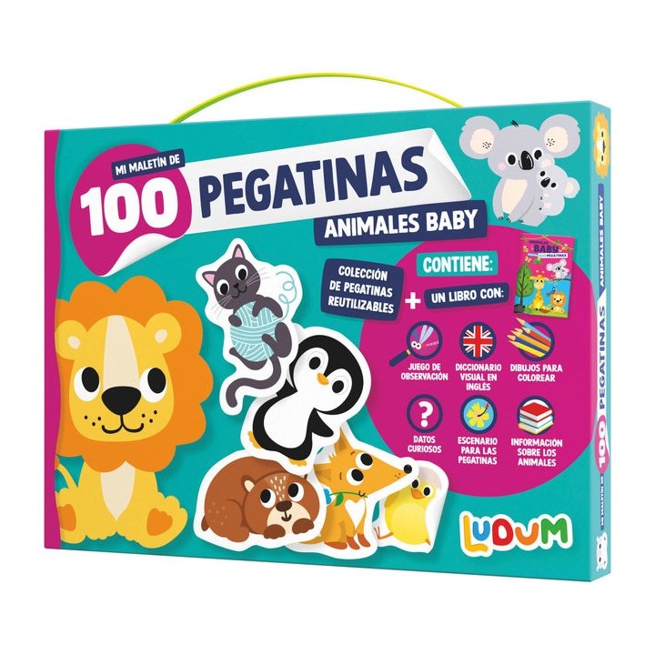 LUDUM MALETIN 100 PEGATINAS ANIMALES BABY