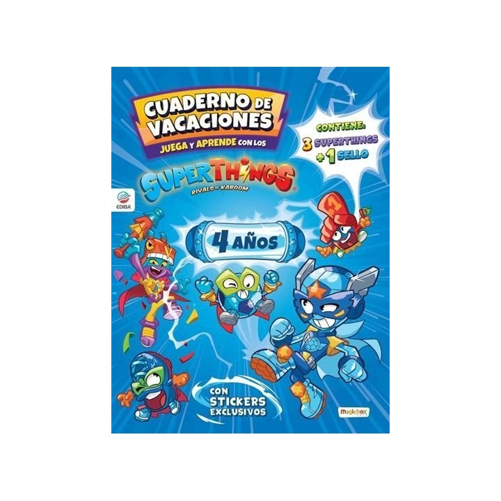 CUADERNO DE VACACIONES JUEGA Y APRENDE SUPERTHINGS 4 AÑOS