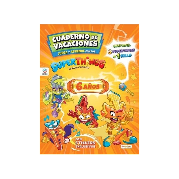 CUADERNO DE VACACIONES JUEGA Y APRENDE SUPERTHINGS 6 AÑOS
