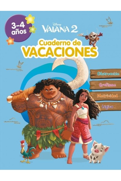 VAIANA 2 3 4 AÑOS DISNEY CUADERNO DE VACACIONES