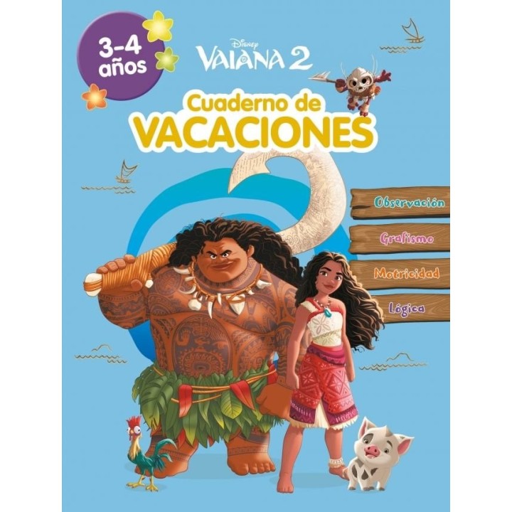 VAIANA 2 3 4 AÑOS DISNEY CUADERNO DE VACACIONES