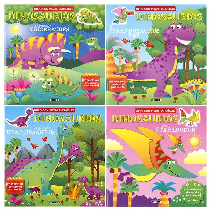 MONTO Y JUEGO CON DINOSAURIOS (4 TITULOS)