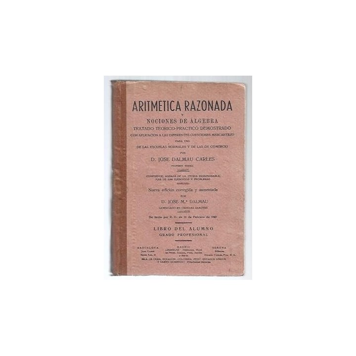 ARITMETICA RAZONADA Y NOCIONES DE ALGEBRA. LIBRO DEL ALUMNO. GRADO PROFESIONAL