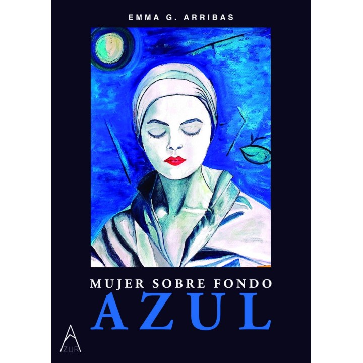 MUJER SOBRE FONDO AZUL