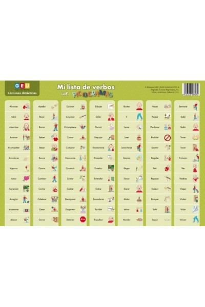 LAMINA MI LISTA DE VERBOS CON PICTOGRAMAS A3