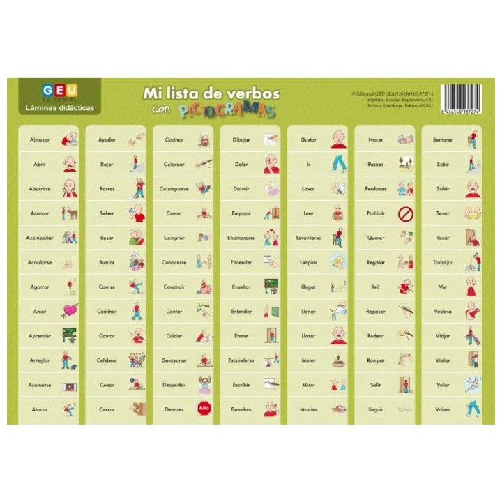 LAMINA MI LISTA DE VERBOS CON PICTOGRAMAS A3
