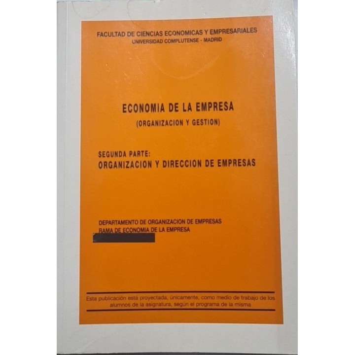 ECONOMIA DE LA EMPRESA (ORGANIZACIÓN Y GESTIÓN).