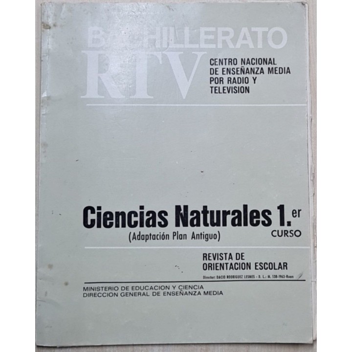BACHILLERATO RTV. Ciencias Naturales. 1er. Curso. (Adaptación Plan Antiguo).