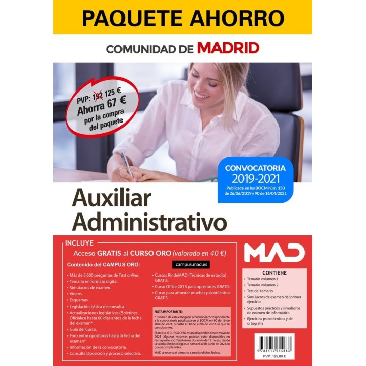 PAQUETE AHORRO AUXILIAR ADMINISTRATIVO COMUNIDAD MADRID