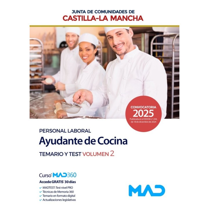 AYUDANTE COCINA PERSONAL LABORAL TEMARIO Y TEST 2 JUNTA CAS