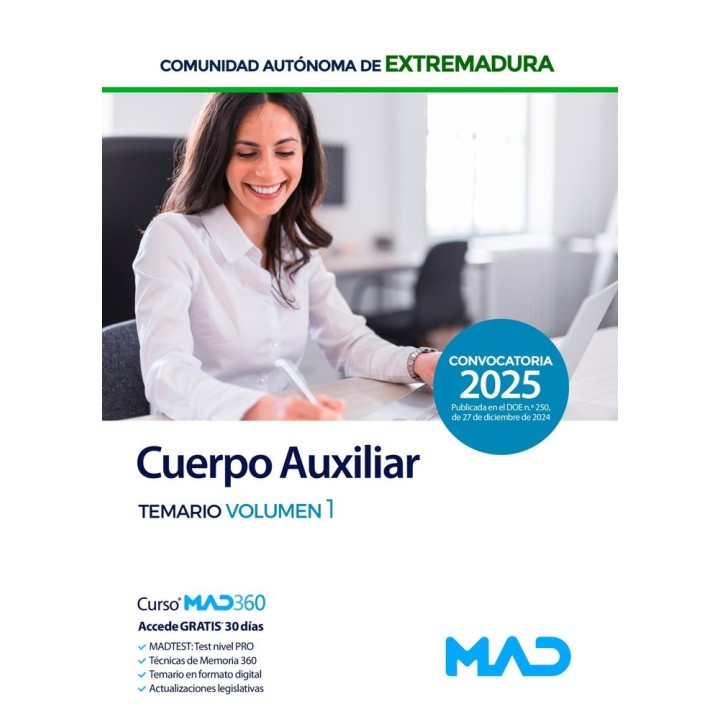 CUERPO AUXILIAR ADMINISTRACION TEMARIO 1 EXTREMADURA