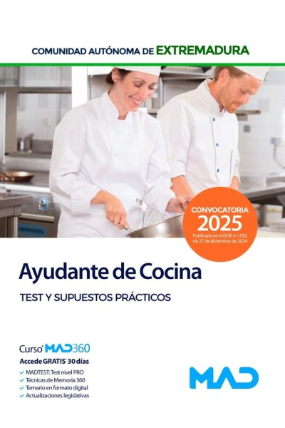 AYUDANTE DE COCINA PERSONAL LABORAL GRUPO V TEST SES 2025