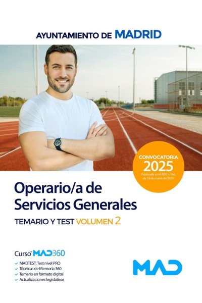 OPERARIO/A SERVICIO GENERAL TEMARIO 2 Y TEST AYUNTAMIENTO M