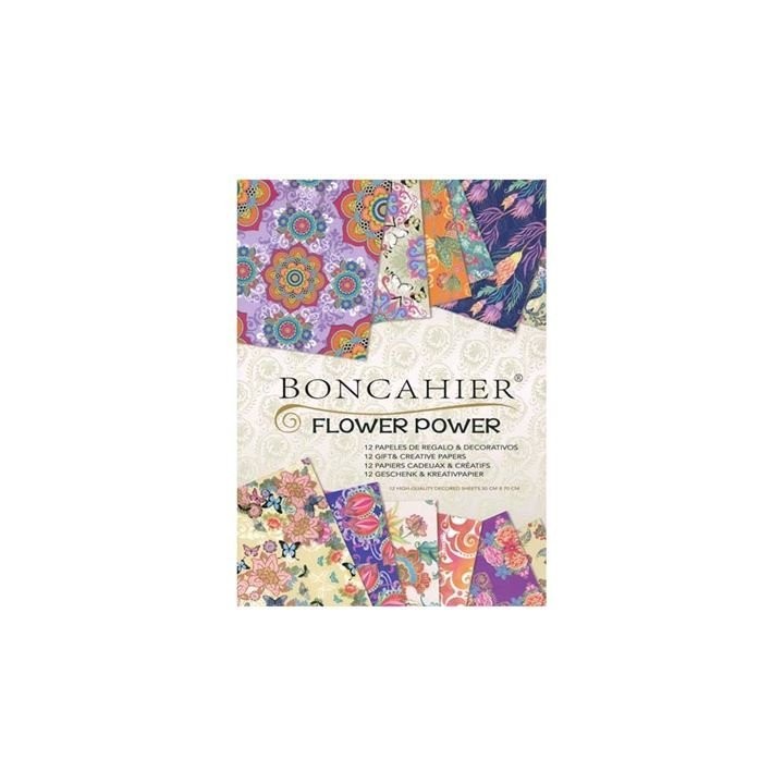 CUADERNO PAPEL DE REGALO FLOWER POWER 12 PLIEGOS 50X70