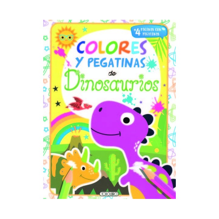 DINOSAURIOS 2 COLORES Y PEGATINAS