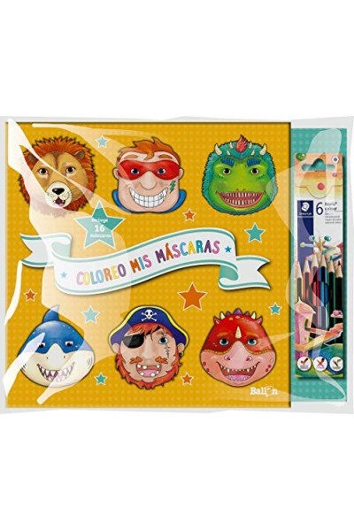 COLOREA MIS MÁSCARAS. INCLUYE 16 MÁSCARAS + 6 LÁPICES.
