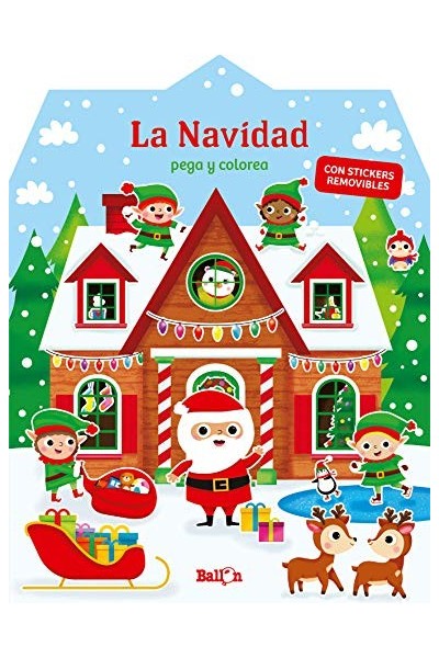 La Navidad pega y colorea. Con stickers removibles.