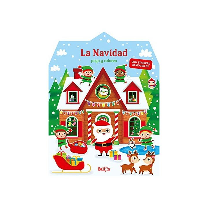 La Navidad pega y colorea. Con stickers removibles.