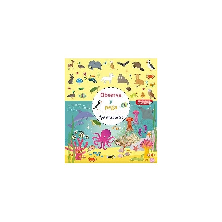 Observa y pega Los animales ¡Con stickers removibles!