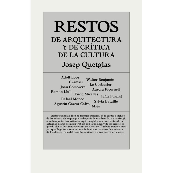 RESTOS DE ARQUITECTURA Y CRITICA DE LA CULTURA
