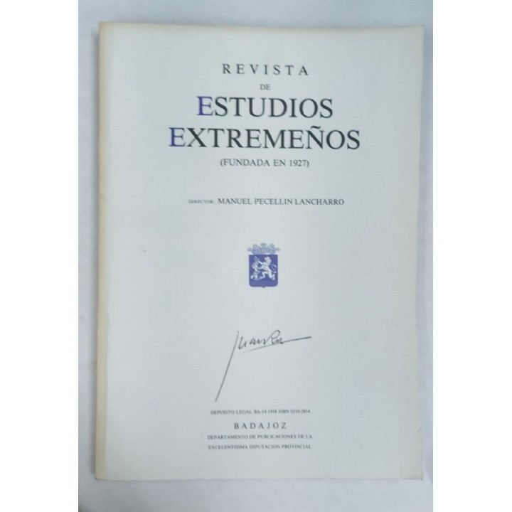 Revista de Estudios Extremeños. Año 1991 Tomo XLVIII Numero III Septiembre-Diciembre