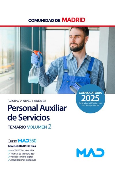 PERSONAL AUXILIAR SERVICIOS GRUPO V NIVEL 1 AREA B TEMARIO