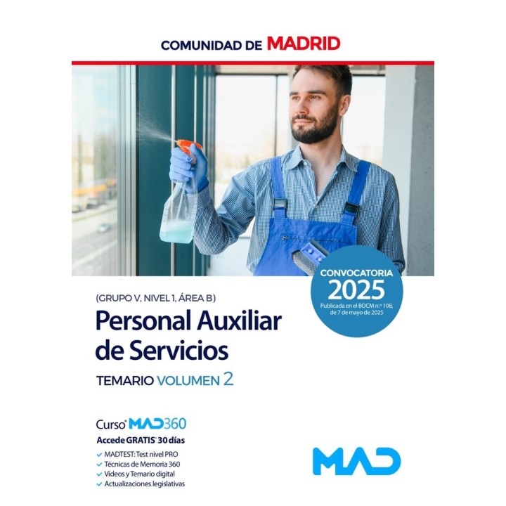 PERSONAL AUXILIAR SERVICIOS GRUPO V NIVEL 1 AREA B TEMARIO