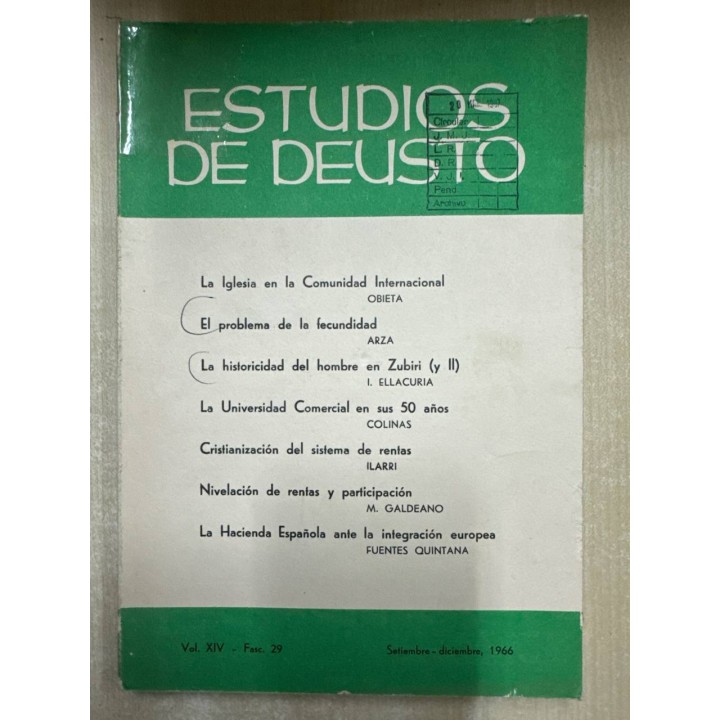 ESTUDIOS DE DEUSTO, VOL.XIV - SEPTIEMBRE-DICIEMBRE, 1966.