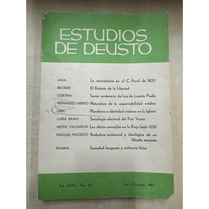 ESTUDIOS DE DEUSTO, VOL.XXIX/2 - JULIO-DICIEMBRE, 1981.